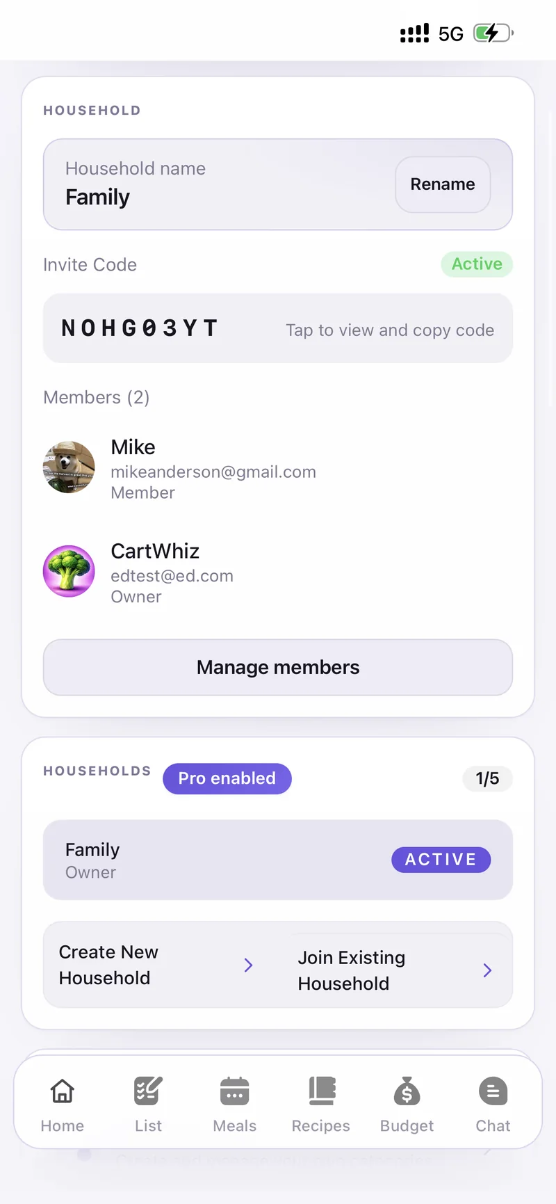 Households — Family, Owner, Active